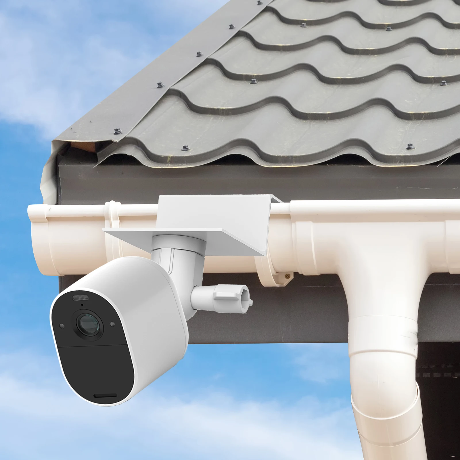Home Security Outdoor Cameras - Dudukan Talang Tahan Cuaca Putih untuk
