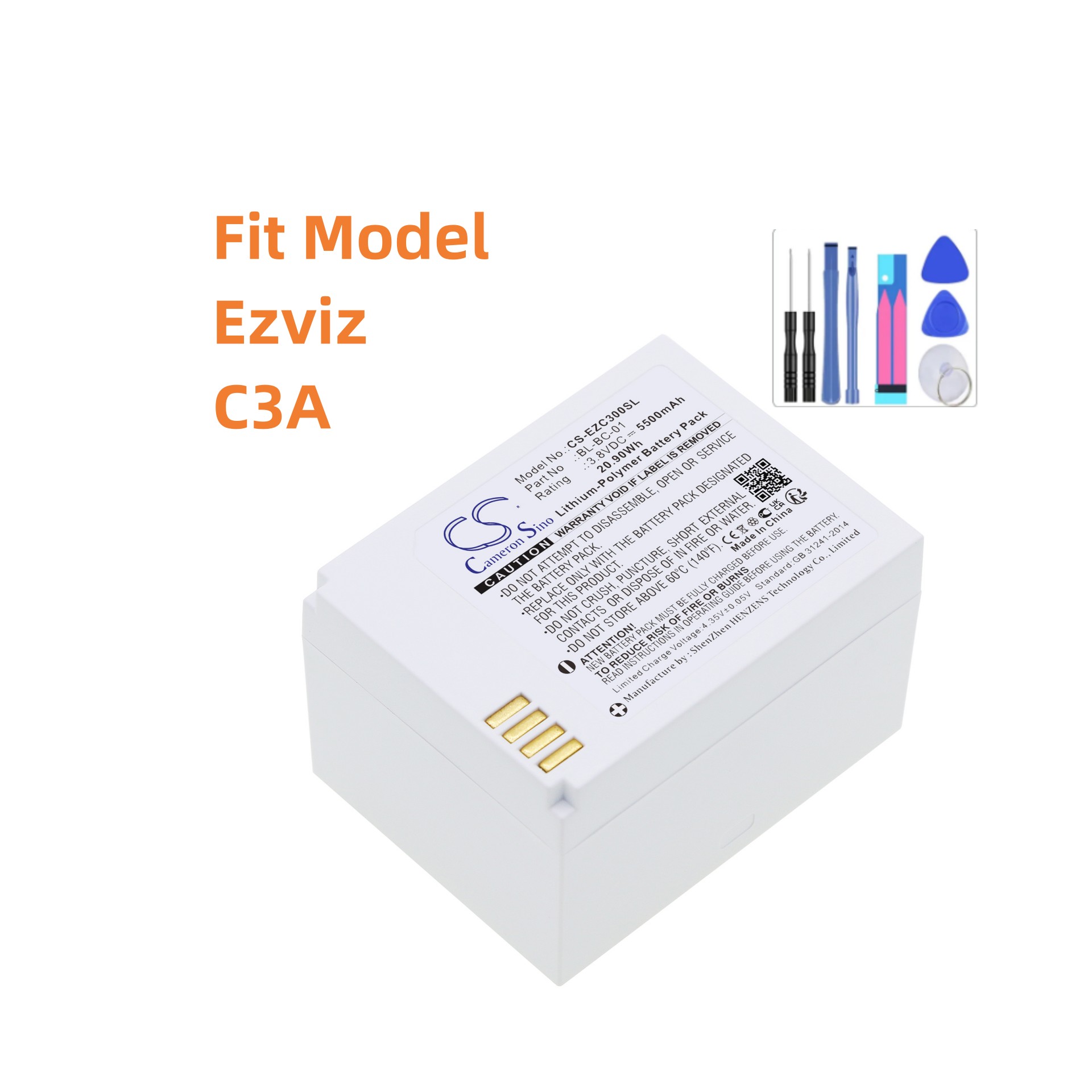 Home Security Battery Replacement - Baterai Pengganti Untuk Ezviz:BL-BC-01,C3A,Kamera Keamanan Rumah-5500mAh
