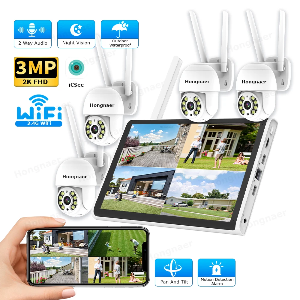 2026 Hongnaer 3MP 4 Channel Wi - Home Security Systems With Cameras ulasan dan harga