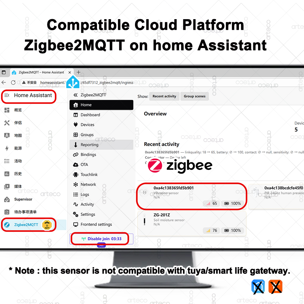 Sensor Getaran ZigBee 3.0 Cerd - Home Security Business ulasan dan harga