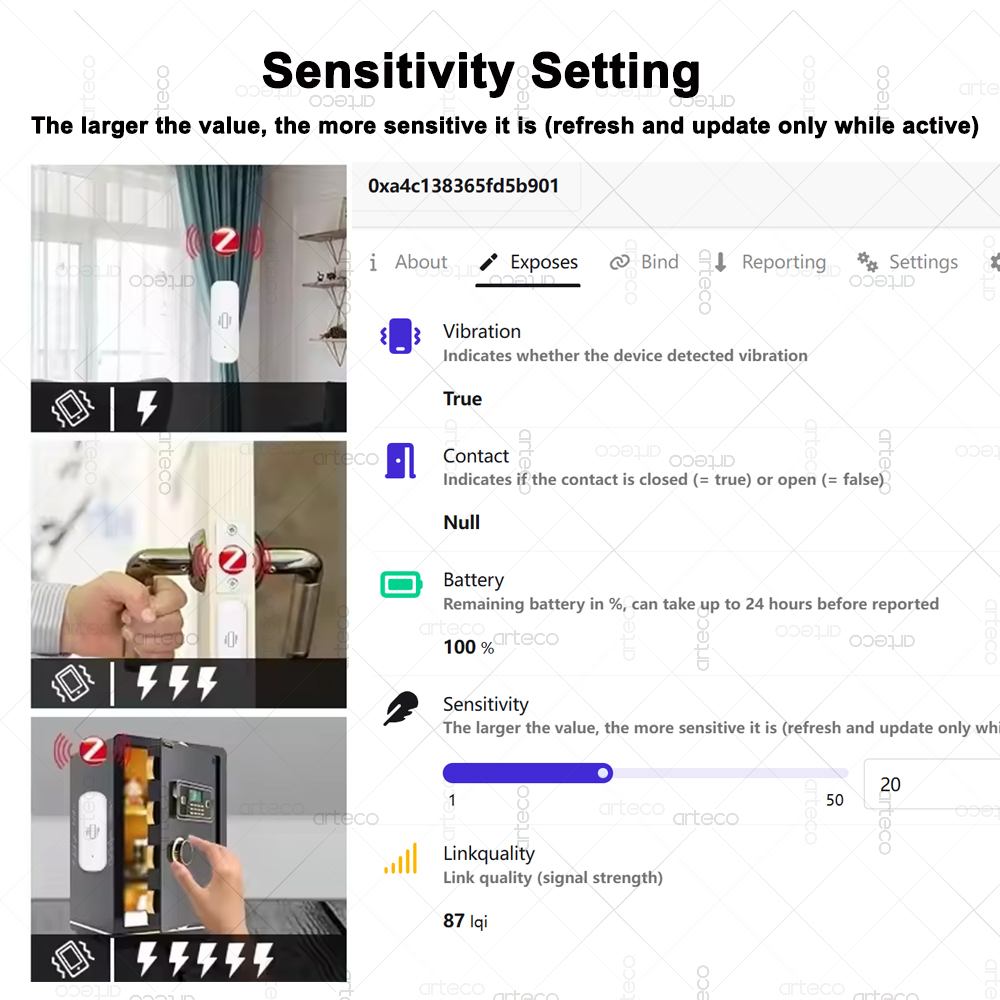 Sensor Getaran ZigBee 3.0 Cerd - Home Security Business ulasan dan harga