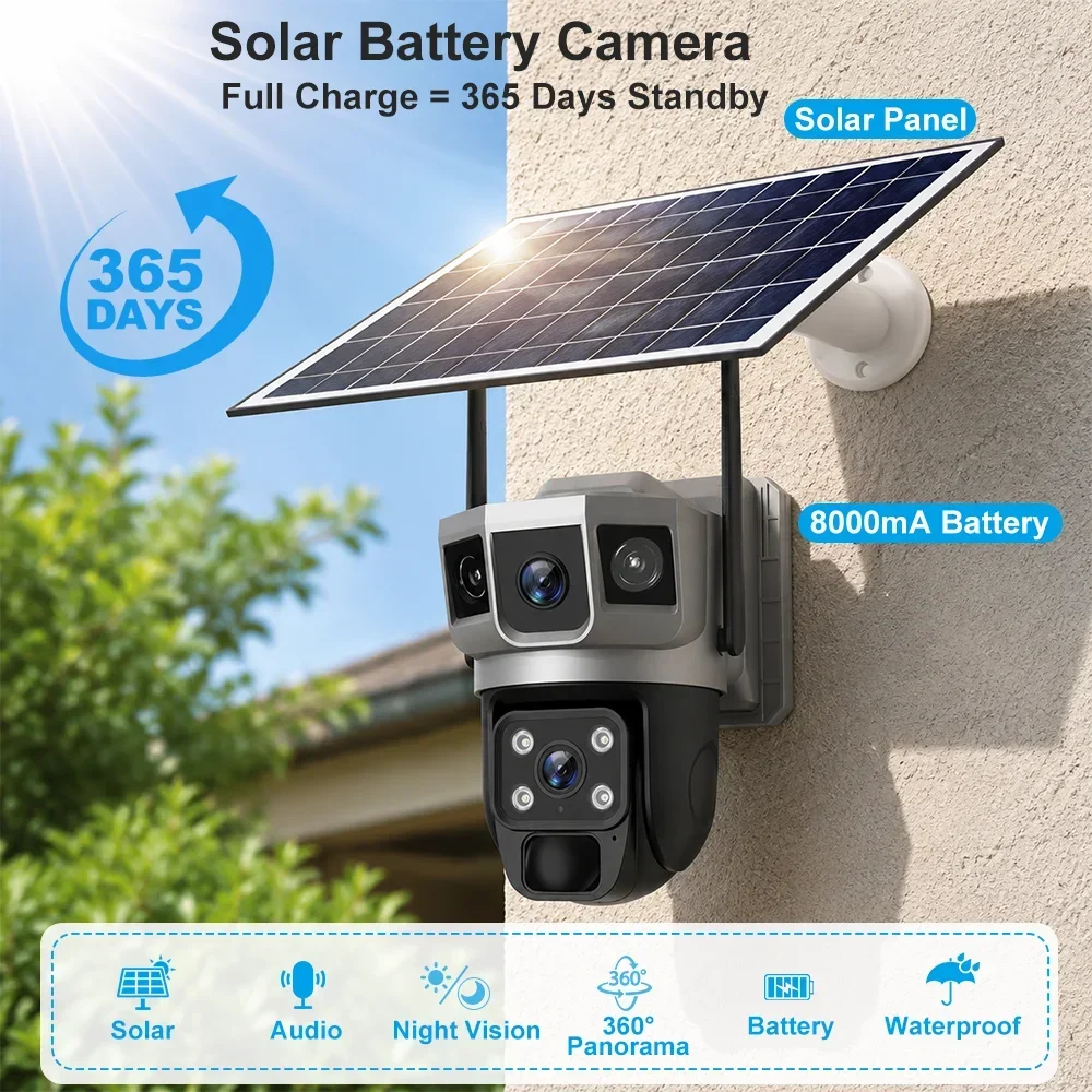 V380 4K 3 Layar Kamera 4G Bate - Home Security Installation ulasan dan harga
