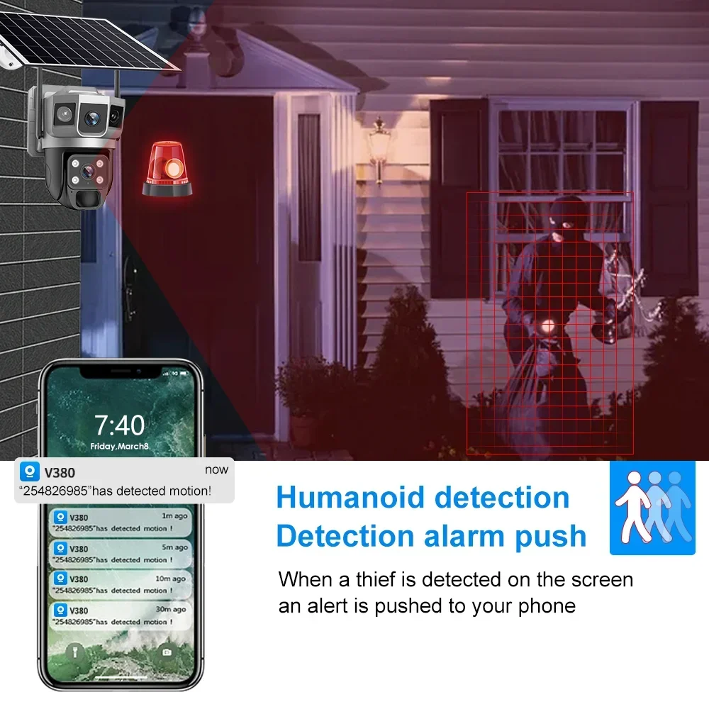 V380 4K 3 Layar Kamera 4G Bate - Home Security Installation ulasan dan harga