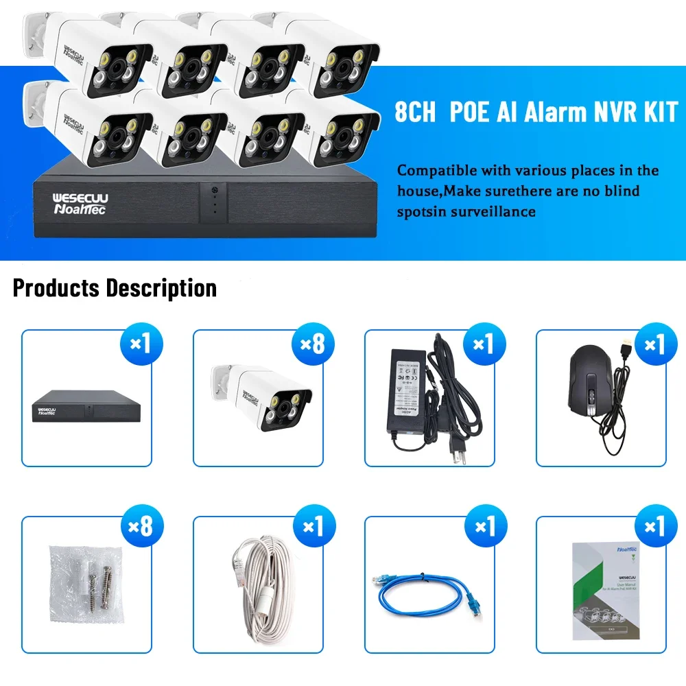 Produsen 5mp 4k 8mp 4 8 16 Cha - Home Security Systems With Cameras ulasan dan harga
